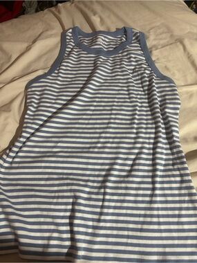 Sonoma Blue and White Striped Ribbed Tank Top